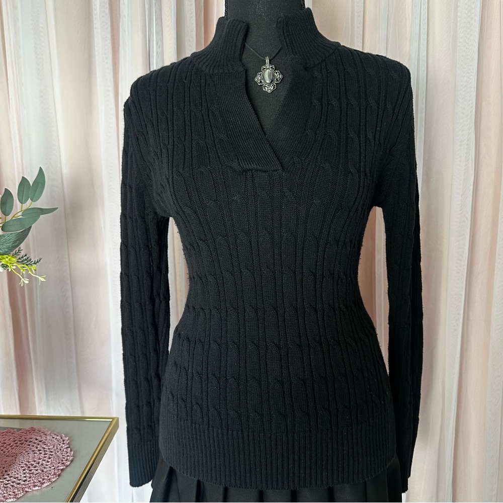Liz Claiborne Black Cowl Neck Sweater